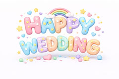 HappyWedding,ハッピーウェディング,ウェディング,結婚,結婚式,クレイ,クレイアート,ねんど,粘土,虹,星,お祝い,アニバーサリー,イベント,行事,レインボー,ポップ,かわいい,カワイイ,可愛い,メッセージ,テキスト,message,text,POP,event,anniversary,clay,rainbow