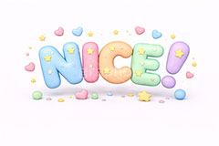 NICE!,nice,ナイス,いいね,評価,SNS,クレイ,クレイアート,ねんど,粘土,虹,星,レインボー,ポップ,かわいい,カワイイ,可愛い,メッセージ,テキスト,message,text,POP,clay,rainbow