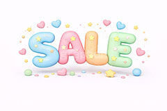 SALE,sale,セール,割引,販売,クレイ,クレイアート,ねんど,粘土,虹,星,レインボー,ポップ,かわいい,カワイイ,可愛い,メッセージ,テキスト,message,text,POP,clay,rainbow