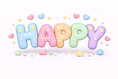 HAPPY,happy,ハッピー,幸せ,気持ち,気分,クレイ,クレイアート,ねんど,粘土,虹,星,レインボー,ポップ,かわいい,カワイイ,可愛い,メッセージ,テキスト,message,text,POP,clay,rainbow