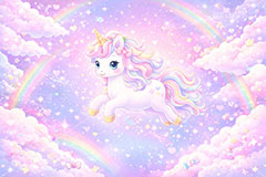 メルヘン背景,七色ユニコーン,ユニコーン,七色,なないろ,カラフル,レインボー,馬イラスト,午,馬,うま,ウマ,伝説,角,メルヘン,かわいい,カワイイ,キラキラ,可愛い,午年,干支,正月,お正月,年賀状,2026午年, 午年年賀状,新年,ニューイヤー,アニバーサリー,イラスト,illustration,japan,horse,rainbow,colorful,unicorn,pastel,cute,AI生成素材