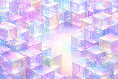 キューブワールド,キューブ,ワールド,アクリル,透明,透け,立体,立方体,箱,未来,近未来,デジタル,不思議,cube,box,digital,future,AI生成素材