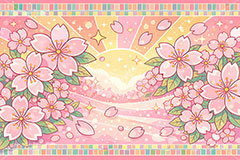 ハイカラ桜,ハイカラ,レトロ,桜,さくら,サクラ,花見,ブロッサム,春,花,花びら,花弁,背景,キラキラ,イラスト,blossom,spring,flower,AI生成素材