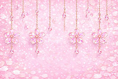 ジュエリー・ブロッサム,宝石,アクセ,ジュエリー,クリスタル,チェーン,桜,さくら,サクラ,花見,しずく,雫,ブロッサム,春,花,花びら,花弁,背景,キラキラ,イラスト,blossom,spring,flower,glass,jewel,AI生成素材