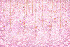 ジュエリー・ブロッサム,宝石,アクセ,ジュエリー,クリスタル,チェーン,桜,さくら,サクラ,花見,しずく,雫,ブロッサム,春,花,花びら,花弁,背景,キラキラ,イラスト,blossom,spring,flower,glass,jewel,AI生成素材