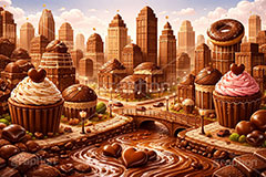 チョコレート都市,たくさんのチョコレート,都市,街,都会,童話,おとぎ話,ビル,バレンタイン,バレンタインデー,チョコレート,菓子,お菓子,告白,愛,恋,恋愛,ラブ,らぶ,女子力,ガーリー,甘い,スイーツ,chocolate,valentine,sweet,building,AI生成素材