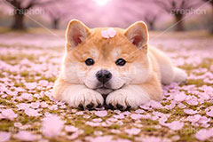 桜のじゅうたん,桜,さくら,サクラ,春,花見,花弁,花びら,散る,桜の花びら,公園,散歩,豆柴の子犬,公園,いぬ,イヌ,犬,子犬,ドッグ,豆柴,かわいい,カワイイ,可愛い,キュート,ペット,動物,cute,pet,dog,spring,AI生成素材