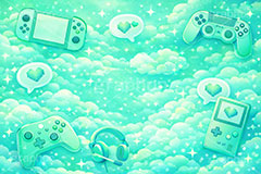 ゲーム実況,ゲーム,ゲーム配信,コントローラー,ゲーム機,携帯ゲーム,携帯ゲーム機,ヘッドセット,ヘッドフォン,ドットハート,吹き出し,フキダシ,ハート,好き,ライブ配信,ライバー,VTuber,配信,ライブ,配信素材,放送,映像,動画,実況,ポップ,ライブ,雲,キラキラ,LIVE,POP,illustration,LIVE,LOVE,game,AI生成素材
