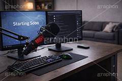 配信部屋,部屋,配信機材,ライブ配信,配信,ライバー,インフルエンサー,VTuber,配信,ライブ,ゲーム実況,コメント欄,コメント,チャット,モニタ,カメラ,キーボード,パソコン,マイク,ヘッドホン,ヘッドフォン,機材,照明,放送,映像,動画,実況,配信素材,SNS,PC,monitor,mic,live,streamer,AI生成素材