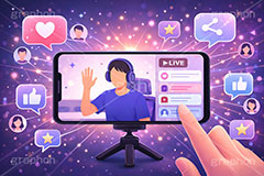 ライブ配信,ネットワーク,世界,繋がる,いいね,共有,シェア,お気に入り,グッド,吹き出し,フキダシ,配信,スマホ,スマートフォン,ライバー,インフルエンサー,VTuber,配信,ライブ,ゲーム実況,コメント欄,コメント,チャット,カメラ,パソコン,ヘッドホン,ヘッドフォン,三脚,機材,放送,映像,動画,実況,配信素材,人物,男性,イラスト,illustration,SNS,PC,monitor,mic,live,streamer,good,share,AI生成素材