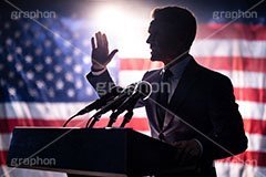 演説,記者会見,会談,スローガン,アピール,マイク,アメリカ,国旗,旗,国際,公約,宣言,発表,政治,首相,首脳,大統領,代表,経済,選挙,政権,速報,支持率,政策,政権交代,外交,人物,男性,男,シルエット,silhouette,hand,government,policies,mic,president,flag,country,america,AI生成素材