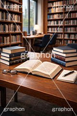 図書館,書庫,本,読書,勉強,自習,メモ,めがね,メガネ,眼鏡,ブック,ペン,ノート,note,book,memo,AI生成素材