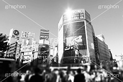 渋谷交差点,モノクロ,白黒,しろくろ,モノクローム,単色画,単彩画,単色